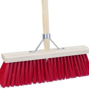 Synx Tools Straatbezem Nylon Rood 50 cm - Harde bezem - veger - Incl. bezemteel 150 cm