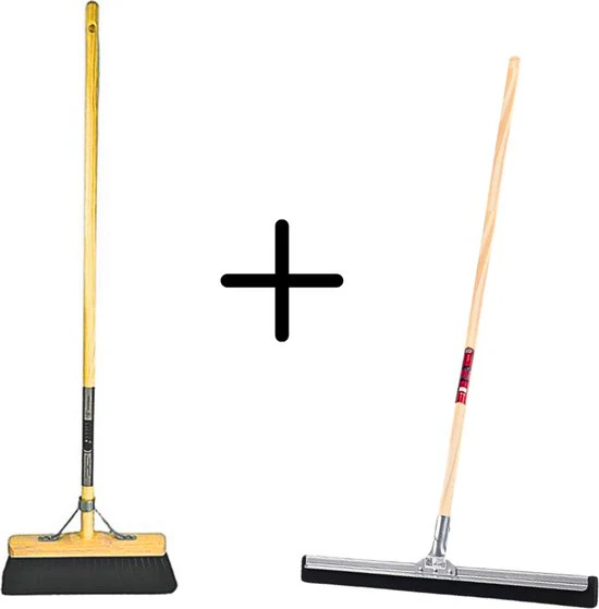 Synx Tools Paardenhaar 29cm + Vloertrekker 35cm met Steel 120cm - Kamerveger – Vloerreiniger – Moppen – Zachte binnenbezem met steel 120cm - Afbeelding 2