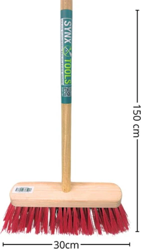 Synx Tools Tuinhark 12 Tanden verzinkt + Nylon Straatbezem 30 cm - Kunststof haren - Bodembewerkers - Onkruidverwijderaar – Schrobborstels – Buitenbezem met steel 150 cm – Hark met steel 150 cm - Afbeelding 3