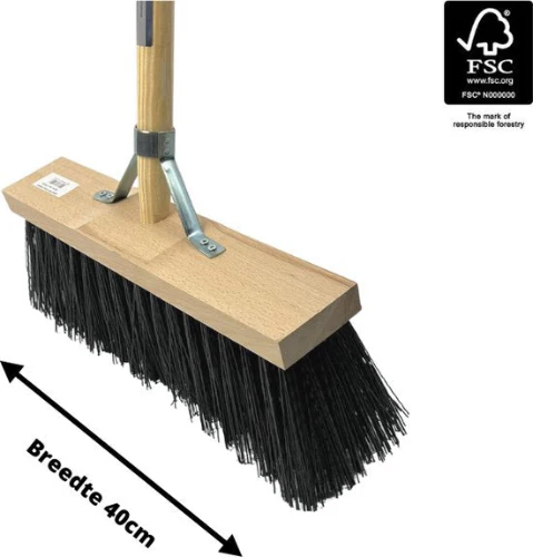 Synx Tools Tuinhark 10 Tanden verzinkt + Nylon Straatbezem Zwart 40 cm – Kunststof haren - Bodembewerkers - Onkruidverwijderaar – Schrobborstels – Hark met steel 150 cm – Buitenbezem met steel 150 cm - Afbeelding 4