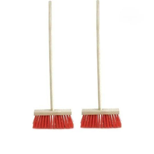 Synx Set 2x Buitenbezem Rood - Tuinartikelen - Veger - 120cm Steel