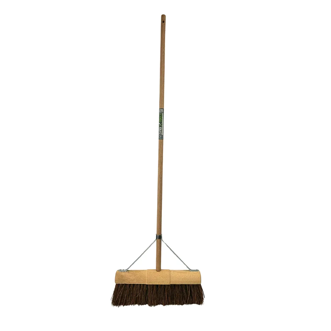 Synx Tools Wegenbouwbezem 45 cm - Straatbezem / Stadsbezem - Harde natuurvezels - veger - Bezems buitenbezem - Steel 150cm - Afbeelding 3