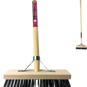Staaldraad bezem Onkruidbezem met steel - Synx Tools staaldraadbezem met Houten Steel 150 cm
