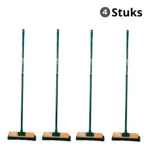 Synx Tools-Buitenbezems – Straatbezem, Tuinbezem, Bezem met Steel- Set van 4
